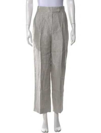 Pre-owned Brunello Cucinelli Linen Wide Leg Pants In Silver
