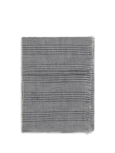 Brunello Cucinelli Linen With Lurex Details Scarf In Gray