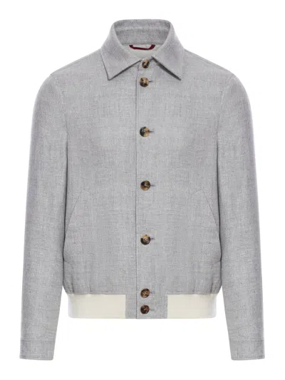 BRUNELLO CUCINELLI BLOUSON IN LINO, LANA E SETA