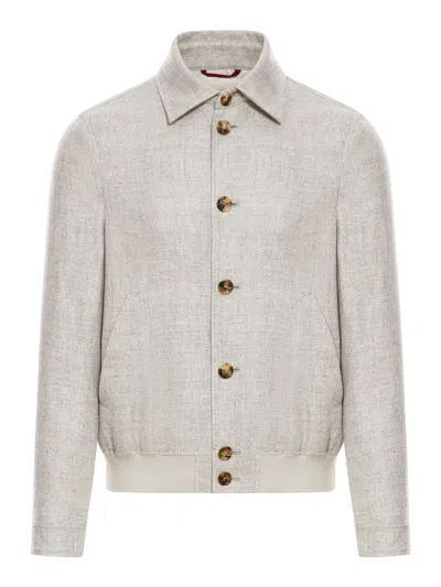 BRUNELLO CUCINELLI LINEN, WOOL AND SILK BLOUSON