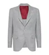 Brunello Cucinelli Grey Melange Wool And Silk Blend Blazer In Grey