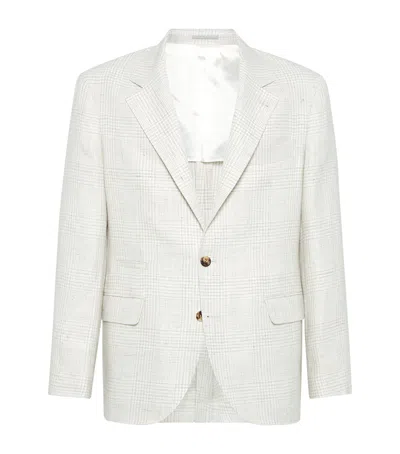 Brunello Cucinelli Linen-silk-wool-cotton Blazer In White
