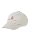Brunello Cucinelli Linen-wool-silk Embroidered Baseball Cap In Beige