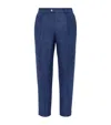 Brunello Cucinelli Silk-wool-cashmere Tapered Trousers In Blue