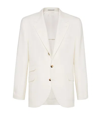 BRUNELLO CUCINELLI LINEN-WOOL-SILK SINGLE-BREASTED BLAZER
