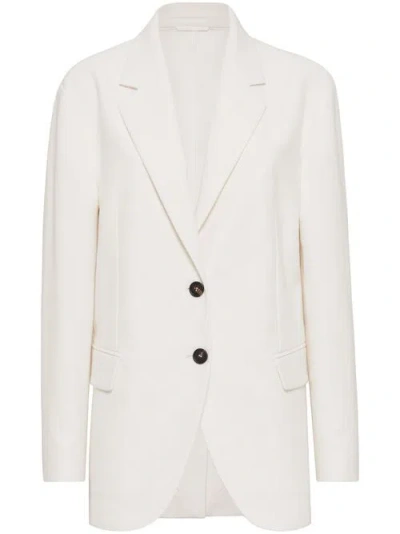 Brunello Cucinelli Linen-blend Blazer In White