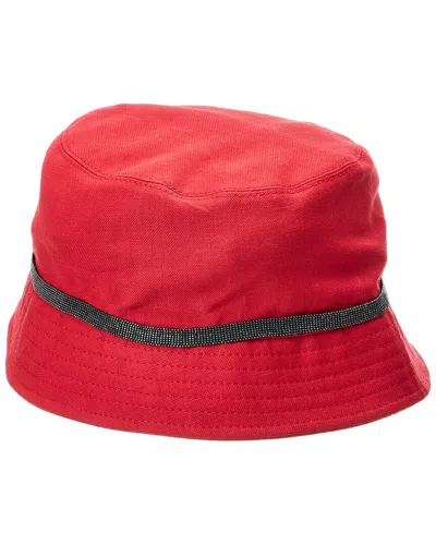 Brunello Cucinelli Linen-blend Bucket Hat In Red