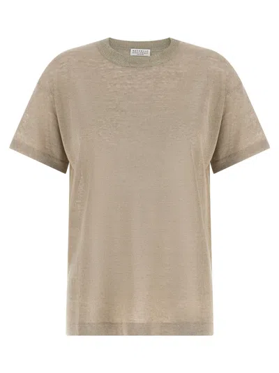 Brunello Cucinelli Linen-blend Crewneck Sweater In Beige