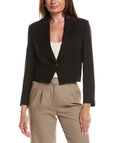 Brunello Cucinelli Linen-blend Crop Jacket In Black