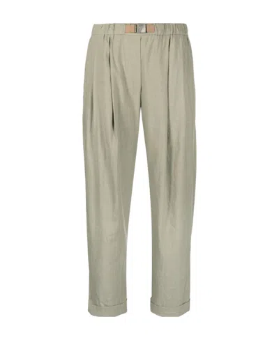 Brunello Cucinelli Linen-blend Cropped Trousers In Gray