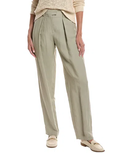 Brunello Cucinelli Linen-blend Pant In Green