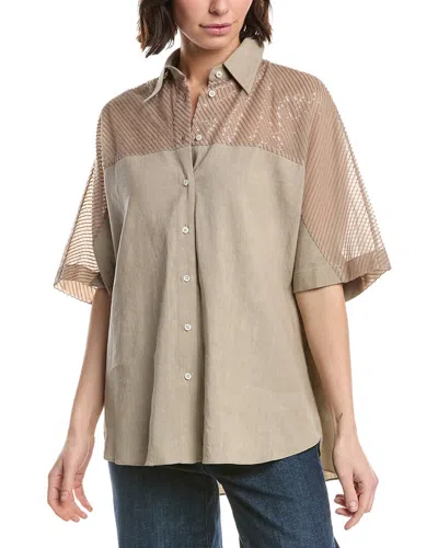 Brunello Cucinelli Linen-blend Shirt In Beige