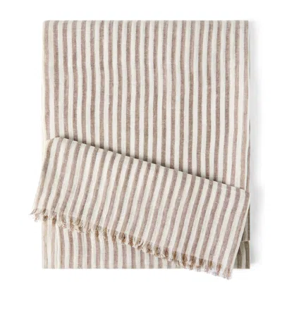 Brunello Cucinelli Linen-blend Stripe Scarf In Brown