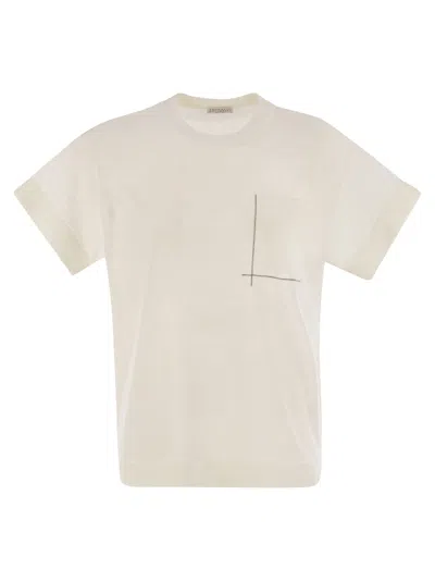 Brunello Cucinelli Linen-blend T-shirt With Shiny Pocket Detail In White