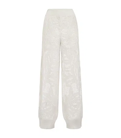 Brunello Cucinelli Linen-cotton Lace-effect Sweatpants In White
