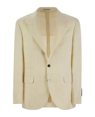 Brunello Cucinelli Linen-wool Blend Blazer In Nude