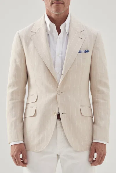 Brunello Cucinelli Linen-wool Pinstriped Blazer In Neutral