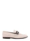 Brunello Cucinelli Suede Loafer With Iconic Monili Detail In Beige