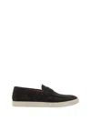 Brunello Cucinelli Blue Leather Loafers With Minimalist Design In Blue