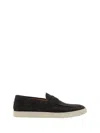 Brunello Cucinelli Blue Leather Loafers With Minimalist Design In Blue