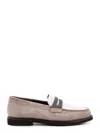 Brunello Cucinelli Beige Loafers With Monile Detail And Chain In Suede Woman In White