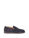 Brunello Cucinelli Mens Navy Flex Penny Suede Loafers