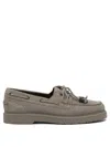 Brunello Cucinelli Sail Suede Loafers In Grey
