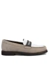 Brunello Cucinelli Beige Loafers With Monile Detail And Chain In Suede Woman In White