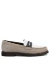 Brunello Cucinelli Beige Loafers With Monile Detail And Chain In Suede Woman