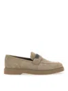 Brunello Cucinelli Crystal-embellished Penny Loafer Light Grey In Beige