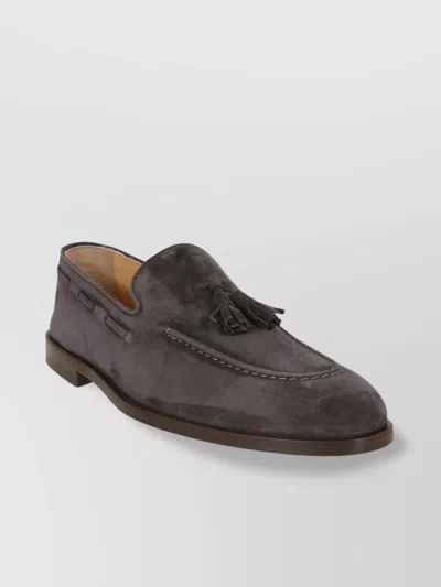 Brunello Cucinelli Loafers Block Heel Tassel Detail In Gray