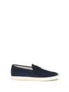 Brunello Cucinelli Navy Suede Loafers In Multi