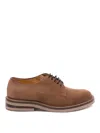Brunello Cucinelli Suede Derby Shoes With Lace Closure In Brown