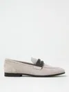 Brunello Cucinelli Suede Loafer With Iconic Monili Detail In Beige