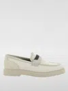 Brunello Cucinelli Beaded Strap Loafers Block Sole In Ecru