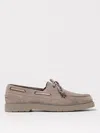 Brunello Cucinelli Suede Lace-up Boat Loafer With Rubber Sole In Ice