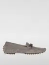 Brunello Cucinelli Buckle Loafers With Studded Sole And Suede Upper In Gray