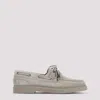 Brunello Cucinelli Taupe Grey Boat Moccasins With Monili Chain In Neutral