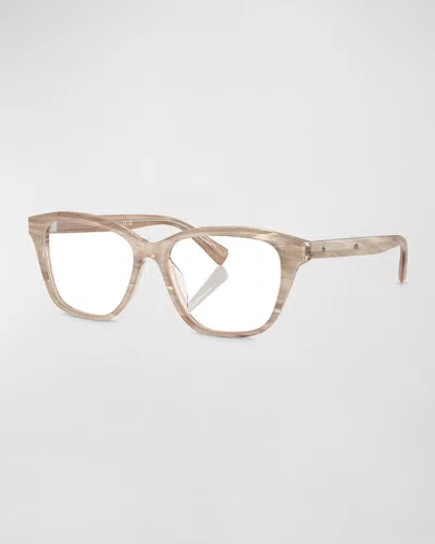 Brunello Cucinelli Logo Acetate Butterfly Glasses In Beige