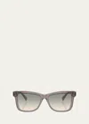 Brunello Cucinelli Logo Acetate Butterfly Sunglasses In Dark Green
