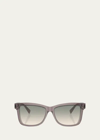 Brunello Cucinelli Logo Acetate Butterfly Sunglasses In Dark Green