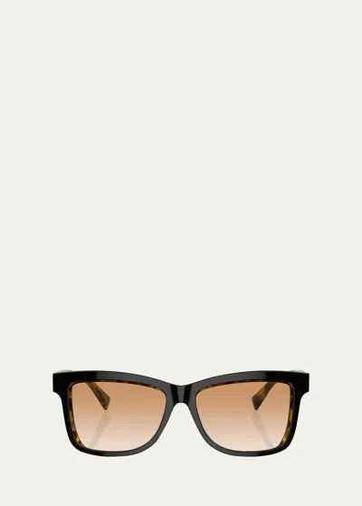 Brunello Cucinelli Logo Acetate Butterfly Sunglasses In Black