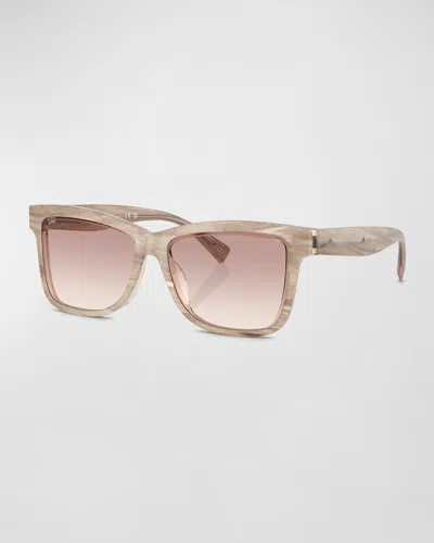 Brunello Cucinelli Logo Acetate Butterfly Sunglasses In Peach