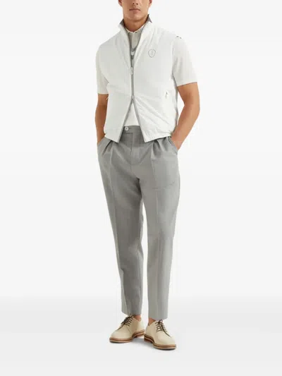 Brunello Cucinelli Virgin Wool Pleated Trousers In Gray