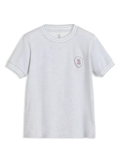 Brunello Cucinelli Kids' Logo-appliqué T-shirt In Grey