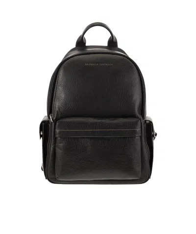 Brunello Cucinelli Logo Backpack In Black