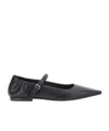 Brunello Cucinelli Black Ballet Shoes With Monil Detail On The Strap In Leather Woman In Black