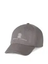 Brunello Cucinelli Logo Cap Featuring Curved Brim And Eyelet Vents In Gray