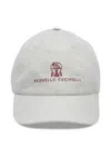 Brunello Cucinelli Linen-wool-silk Embroidered Baseball Cap In Grey