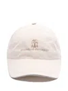 Brunello Cucinelli Logo Baseball Cap With Curved Brim In Neutrals